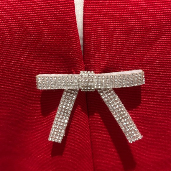 Anthropologie Maeve Bow Embellished Red Halter Top - Picture 4 of 6